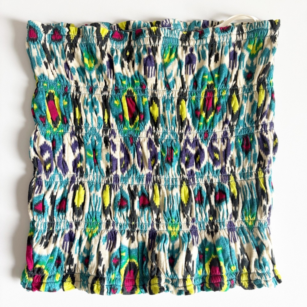 Anthropologie Womens Ikat Smocked Boho Resortwear Festival Tube Top Size M